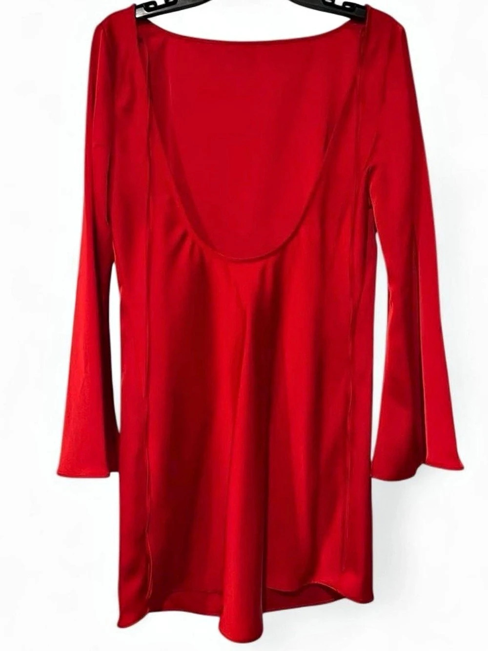 Gianni Bini Dionne Satin Long Sleeve Open Back Mini Dress Red Size 6